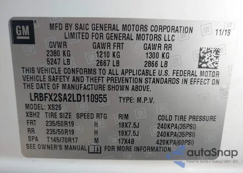2020 Buick Envision Awd Essence from USA, damaged, VIN LRBFX2SA2LD110955